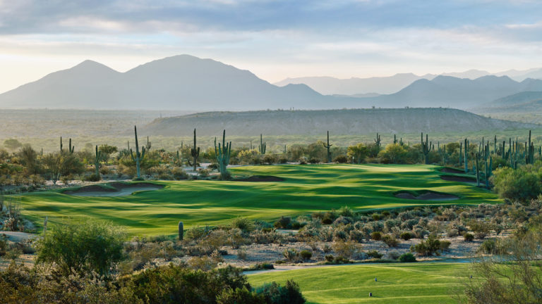The 2nd hole of the Saguaro Course at We-Ko-Pa Golf Club in Fountain Hills, Arizona.